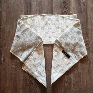 GUCCI CASHMERE GG WEB MONOGRAM SCARF BEIGE GREY